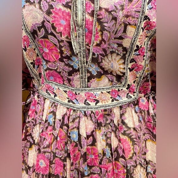 Isabel Marant Étoile Gilinesia Floral Cotton Peasant Minidress size 36/us size 4 - Picture 13 of 16